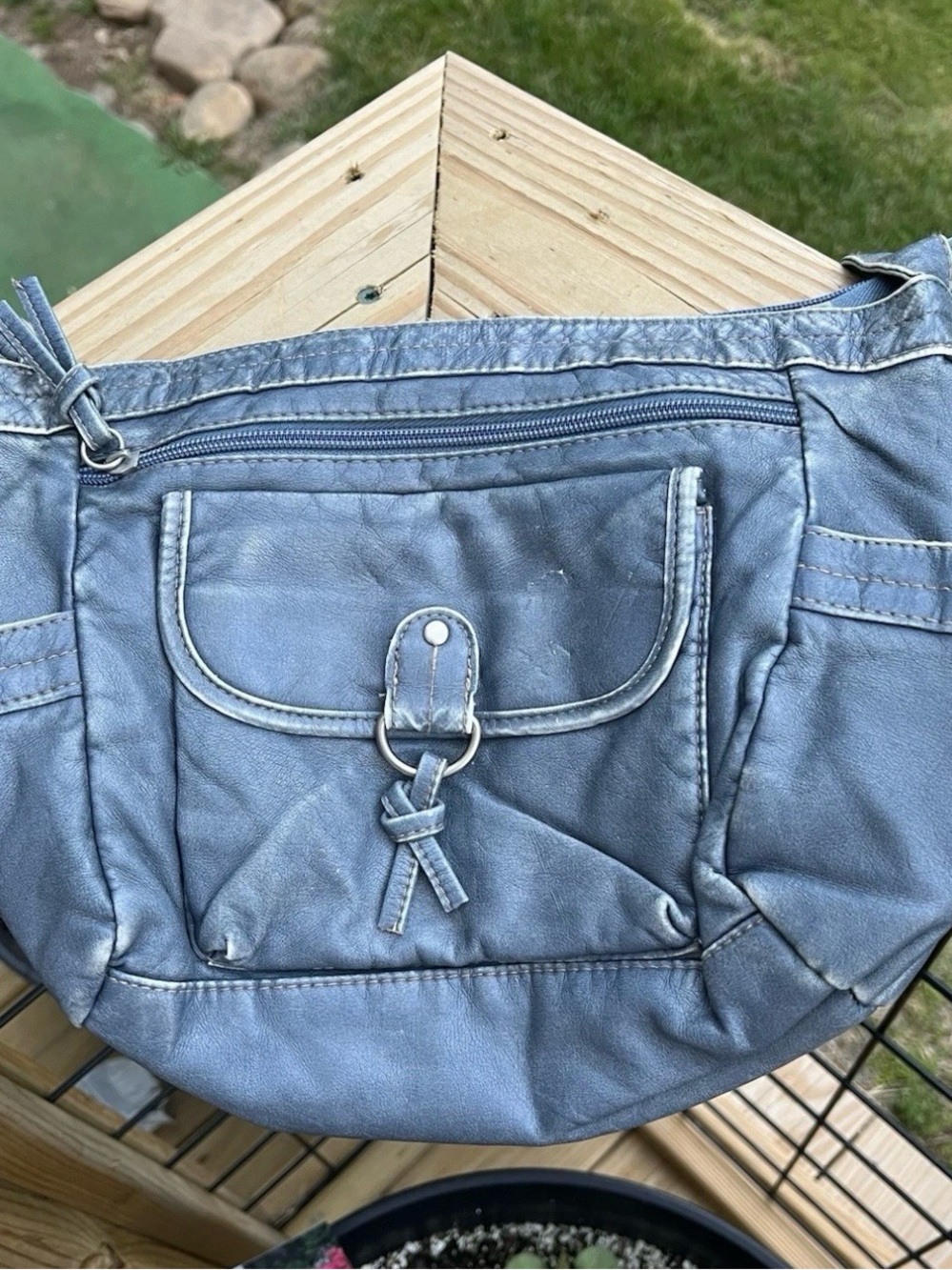 Joe Boxer Purse Distressed Blue Pockets Crossbody‎ Strap